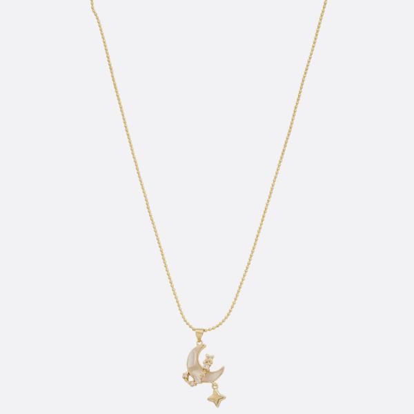 MOON STAR CHARM METAL NECKLACE