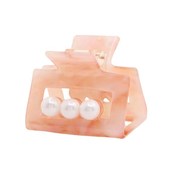 TRIPLE PEARL BEAD RECTANGLE CLAW HAIR CLIP