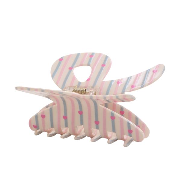 LINED PATTERN BOW SHAPE CLAW HAIR CLIP