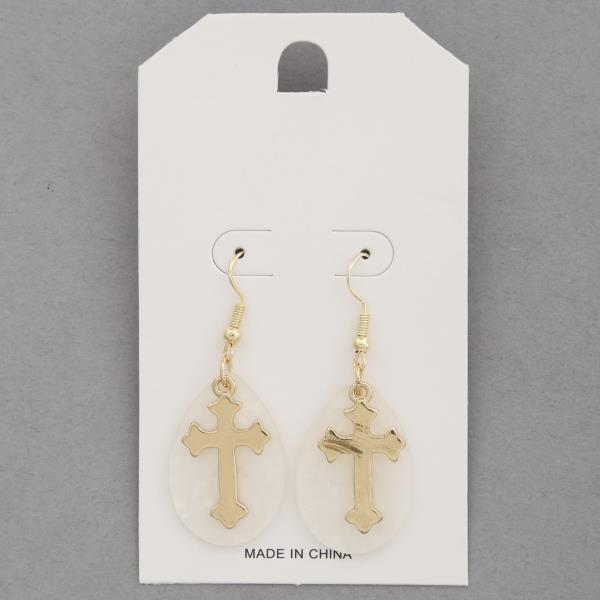 CROSS TEARDROP DANGLE EARRING