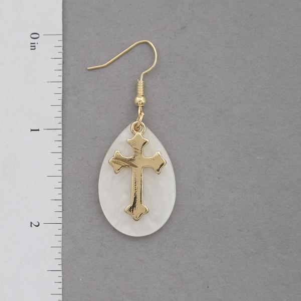 CROSS TEARDROP DANGLE EARRING