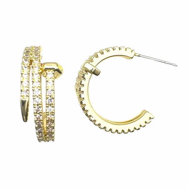 CZ NAIL C HOOP EARRING