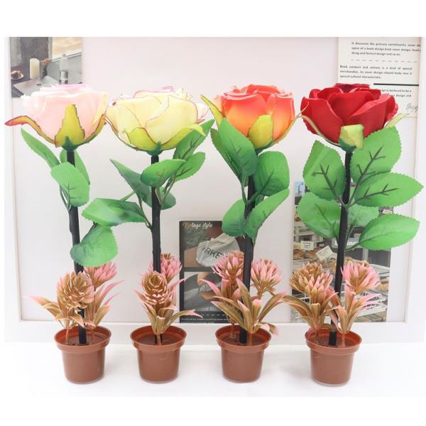 FLOWER ROSE ASSORTED COLORS DECO PEN WITH HOLDER (12 UNITS)