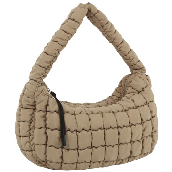 GRID QUILTED PUFFER SHOULDER BAG