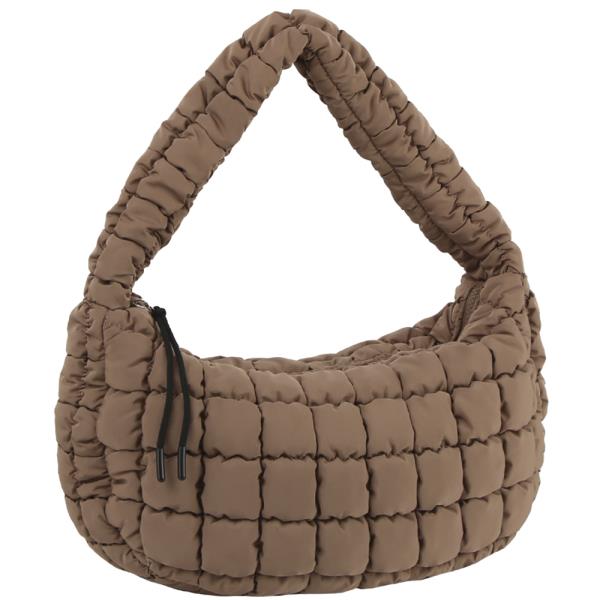 GRID QUILTED PUFFER SHOULDER BAG