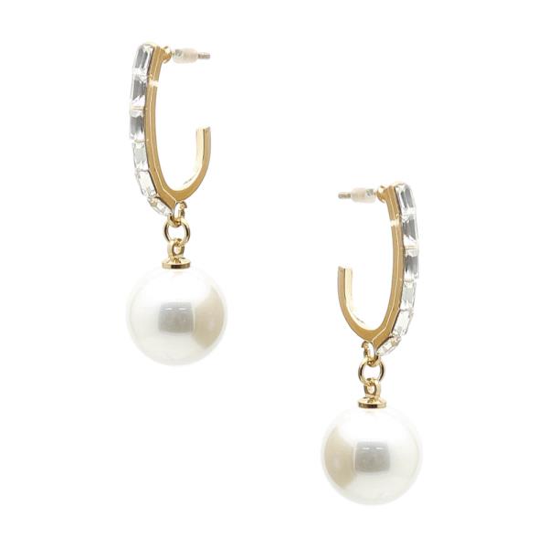 RHINESTONE PEARL DANGLE EARRING