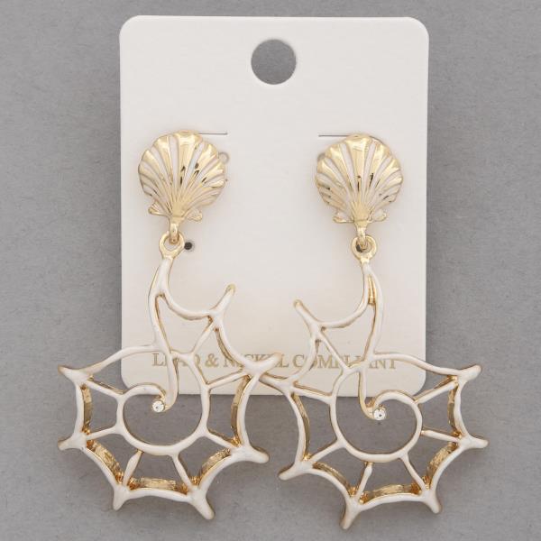 SEASHELL CORAL LINK DANGLE EARRING