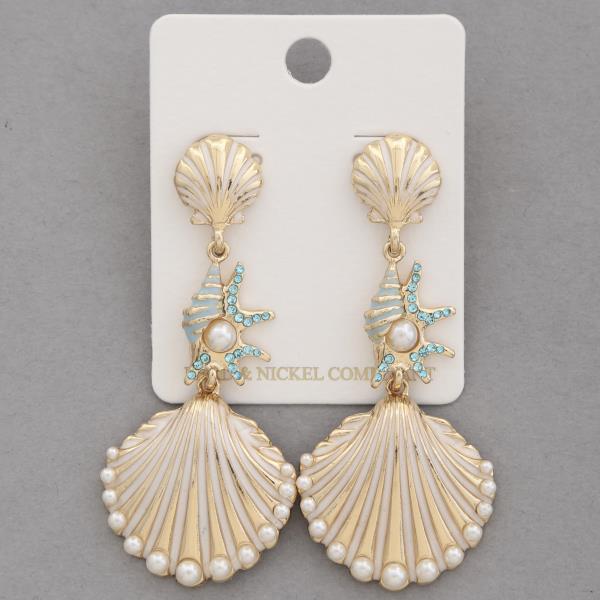 SEASHELL METAL DANGLE EARRING