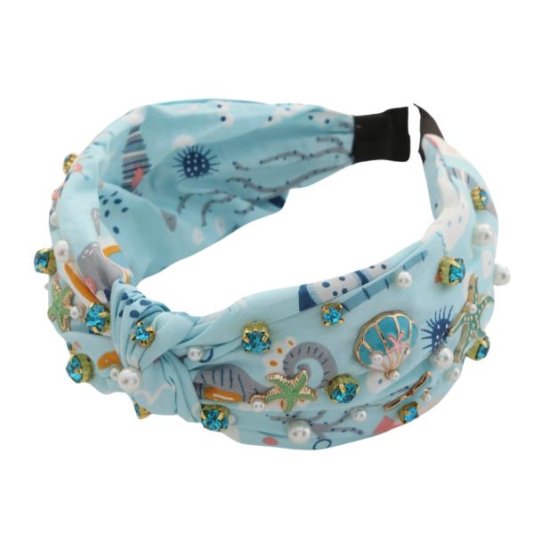 SEA LIFE PATTERN KNOT HEADBAND