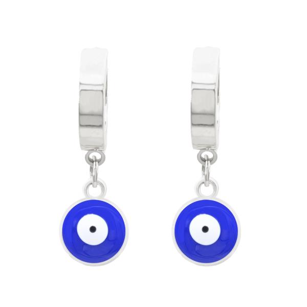 EVIL EYE STAINLESS STEEL HUGGIES EARRING