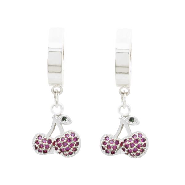 CHERRY CZ STAINLESS STEEL HUGGIES EARRING