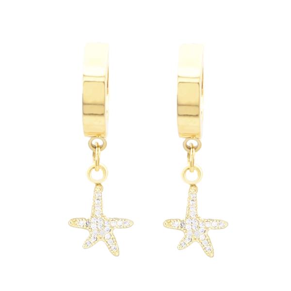 STARFISH CZ STAINLESS STEEL HUGGIES EARRING