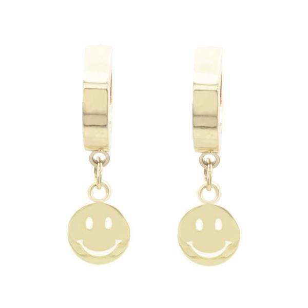 HAPPY FACE STAINLESS STEEL HUGGIES EARRING