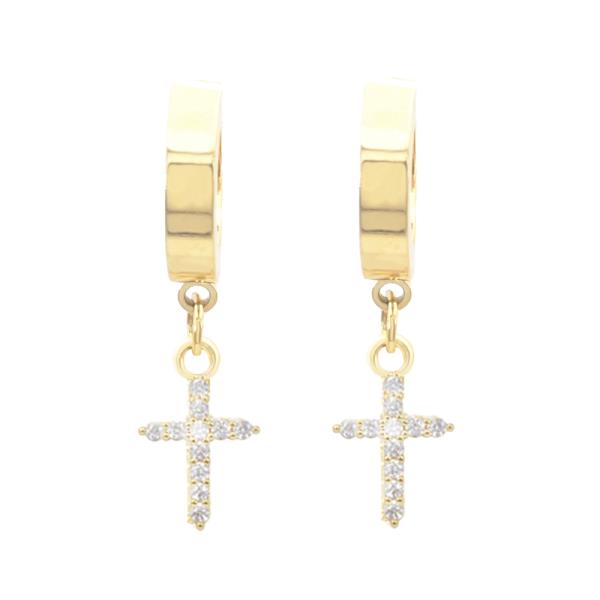 CROSS CZ STAINLESS STEEL HUGGIES EARRING