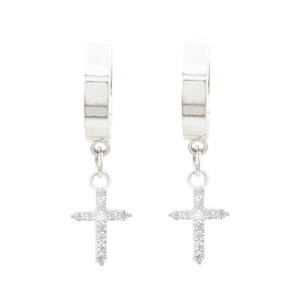 CROSS CZ STAINLESS STEEL HUGGIES EARRING