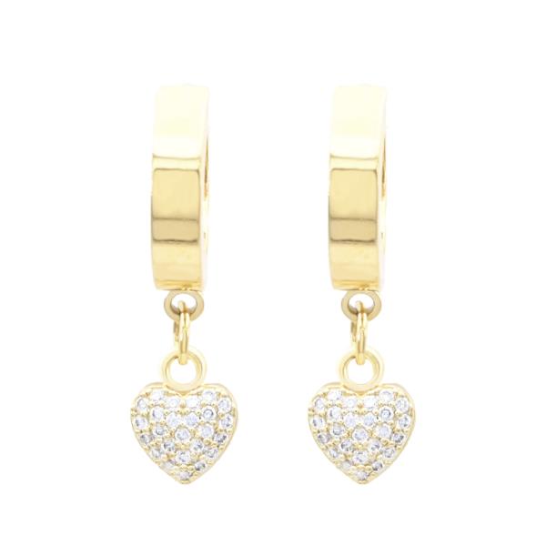 HEART CZ STAINLESS STEEL HUGGIES EARRING