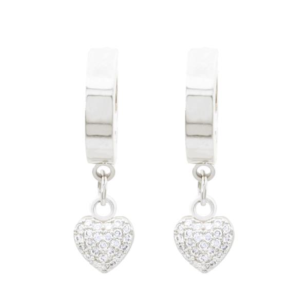 HEART CZ STAINLESS STEEL HUGGIES EARRING