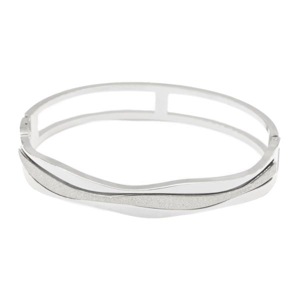 WAVE STAINLESS STEEL HINGED BANGLE BRACELET