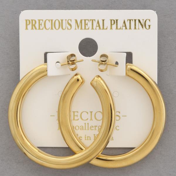 OPEN HOOP PRECIOUS METAL GOLD DIPPED EARRING