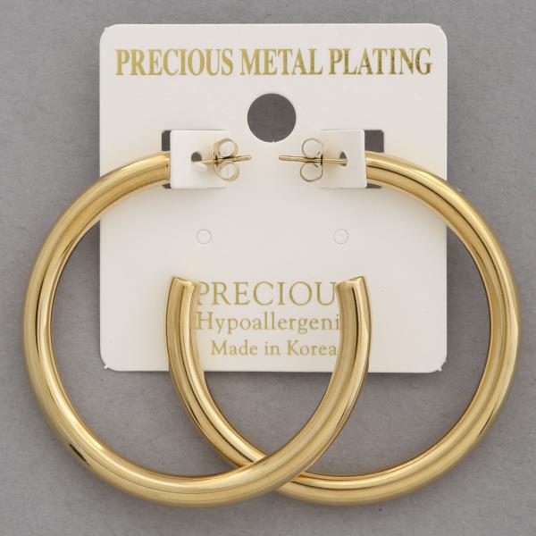 OPEN HOOP PRECIOUS METAL GOLD DIPPED EARRING