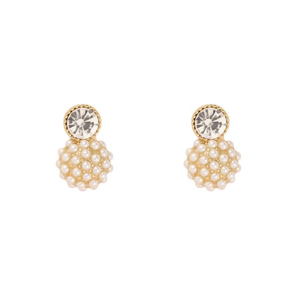 RHINESTONE PEARL CAVIAR POST EARRING