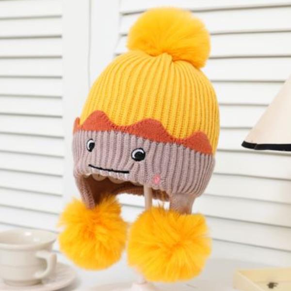 (ONLINE ONLY) CUTE CHARACTER KNIT KIDS BEANIE WITH POMPOM (12 UNITS)