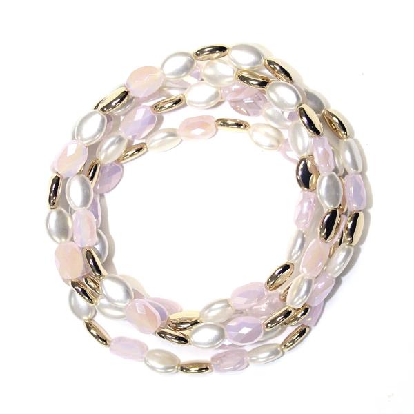 PEARL METAL STRETCH BRACELET SET