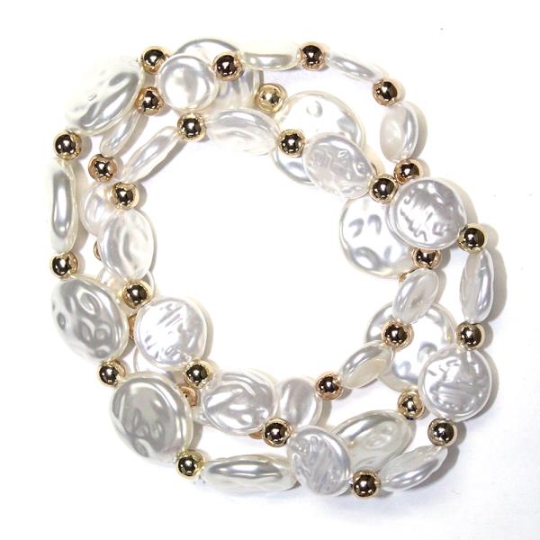 METAL PEARL STRETCH BRACELET SET