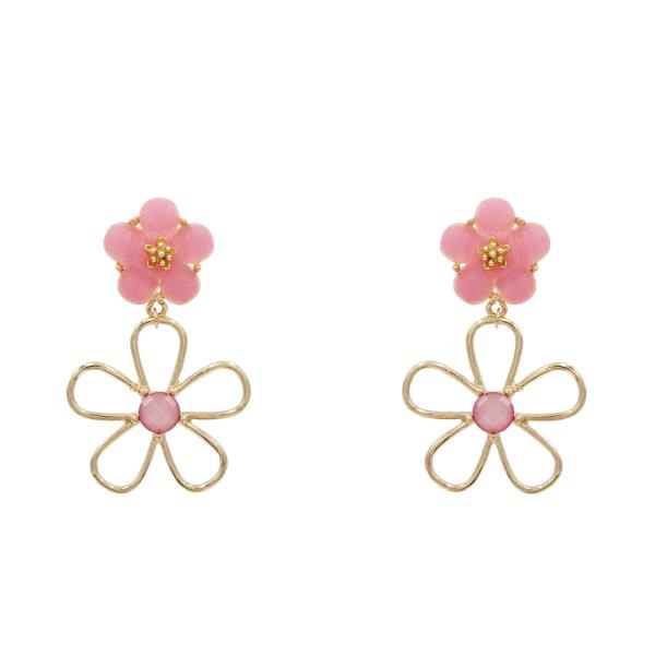 DOUBLE FLOWER DANGLE EARRING