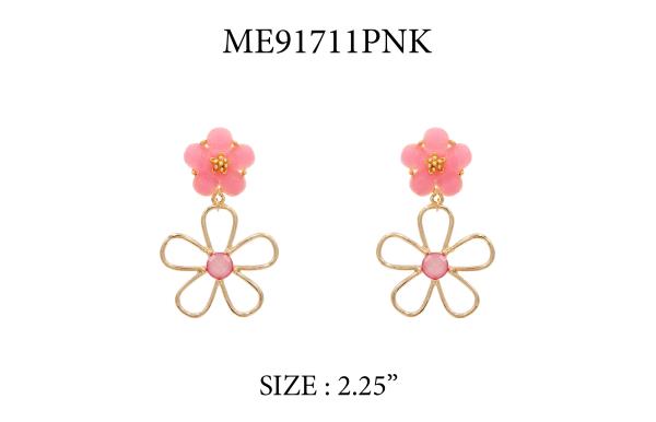 DOUBLE FLOWER DANGLE EARRING