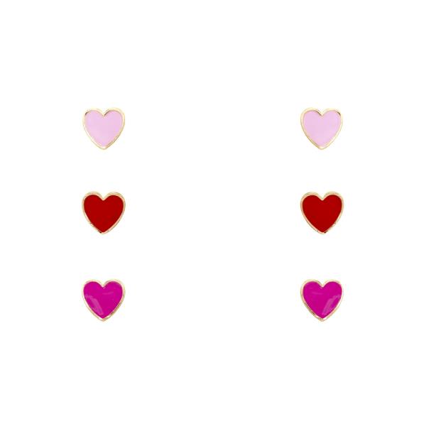 HEART STUD EARRING 3 PAIR SET