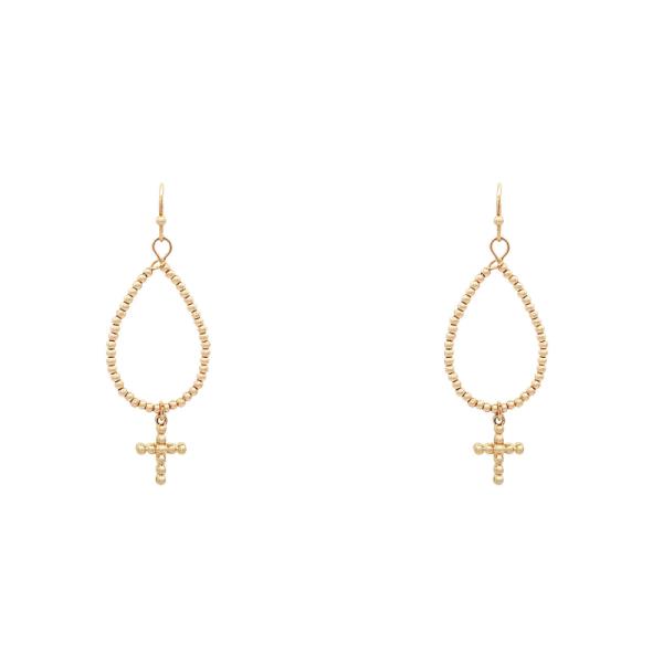 TEARDROP METAL CROSS DANGLE EARRING