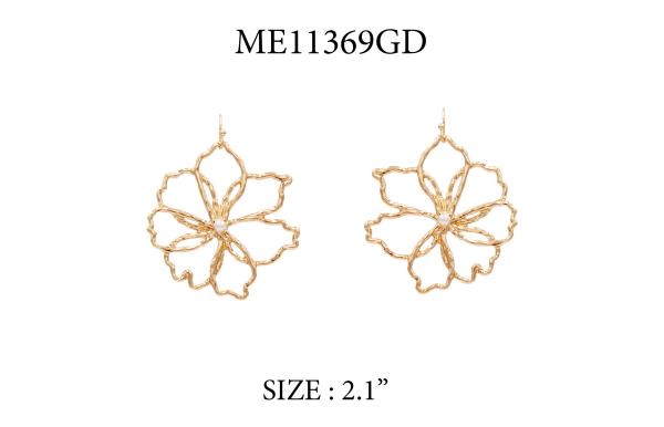 METAL FLOWER DANGLE EARRING