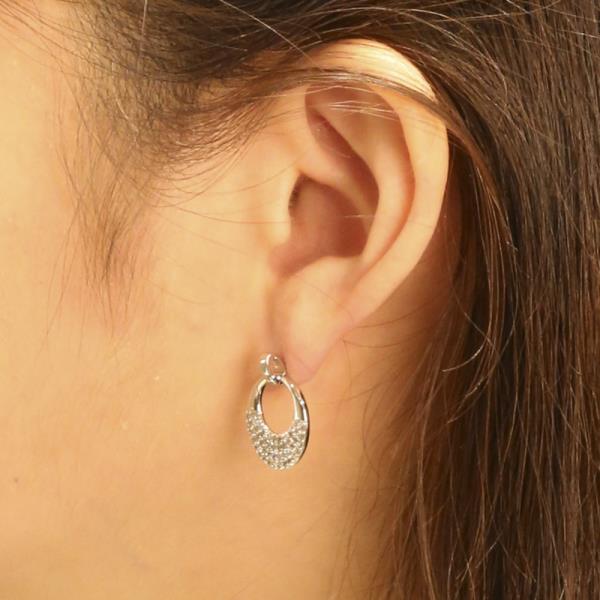 14K GOLD/WHITE GOLD DIPPED HALF PAVE POST EARRINGS