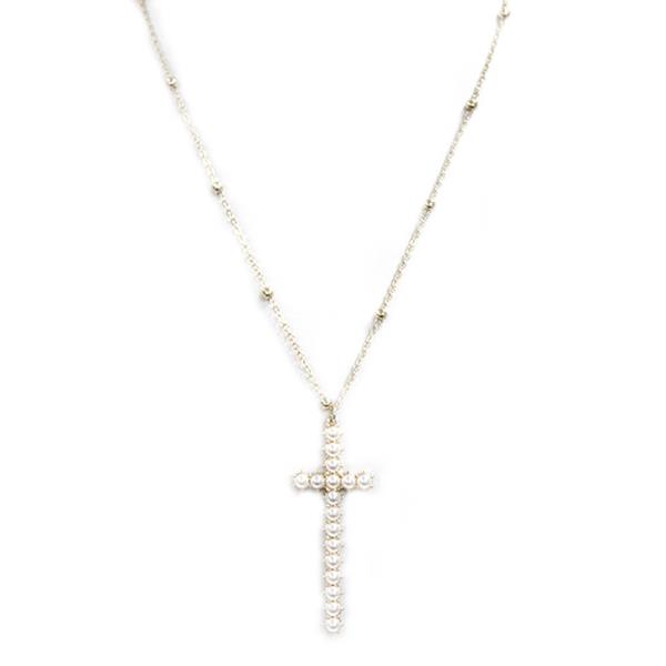 PEARL CROSS PENDANT NECKLACE