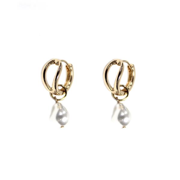 METAL PEARL DANGLE EARRING