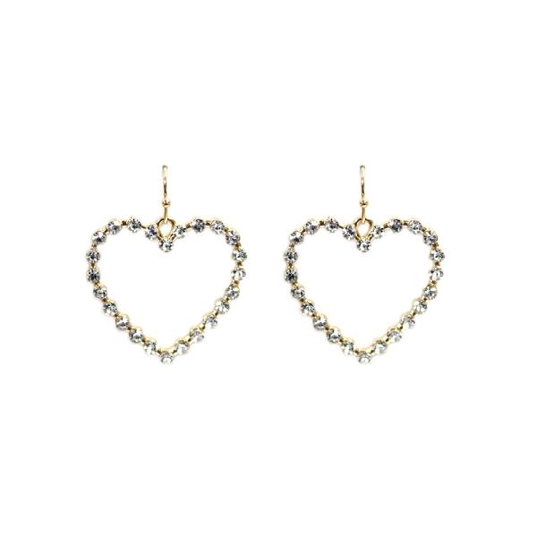 RHINESTONE HEART DANGLE EARRING