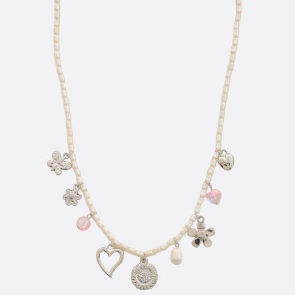 MULTI CHARM PEARL BEAD NECKLACE