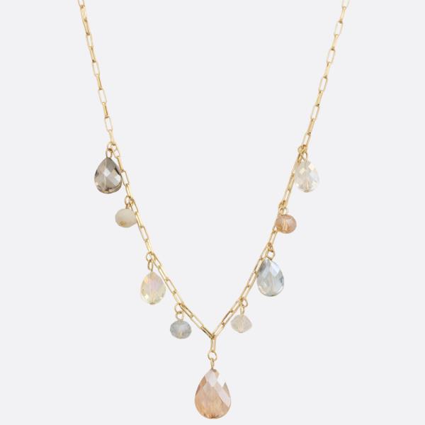 TEARDROP PEARL BEAD OVAL LINK NECKLACE