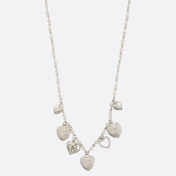 FILIGREE HEART STATION BEADED NECKLACE