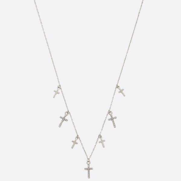 DAINTY CROSS CHARM STATION NECKLACE