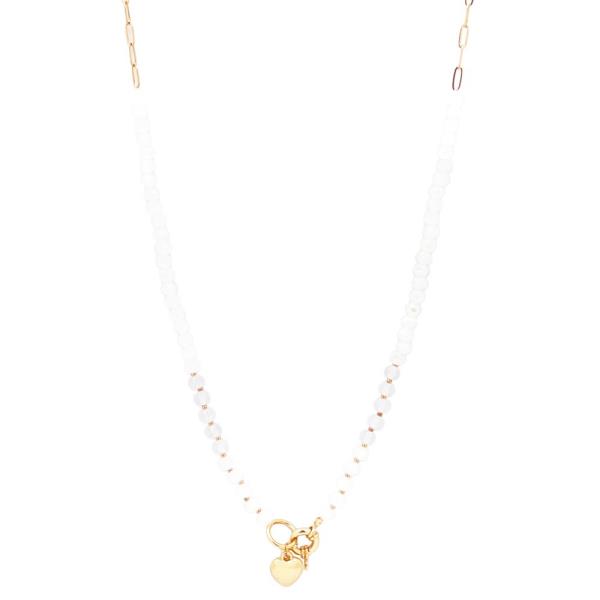 GLASS BEAD HEART PENDANT NECKLACE