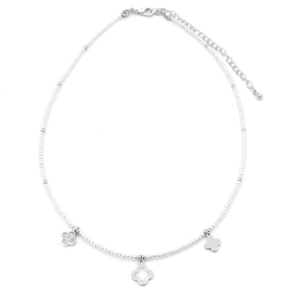 PEARL CLOVER CHARM NECKLACE