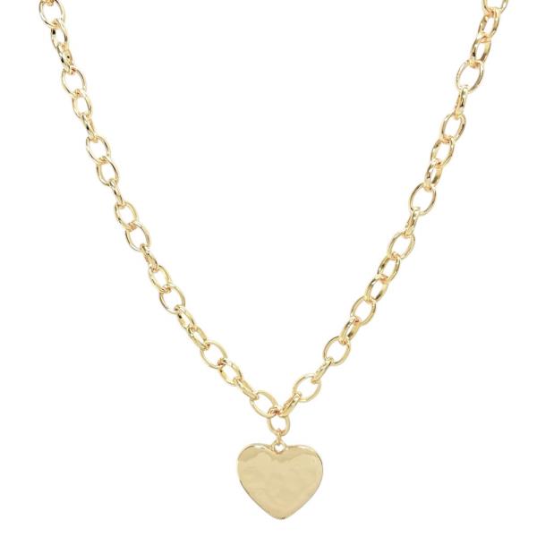 METAL CHAIN HEART PENDANT NECKLACE