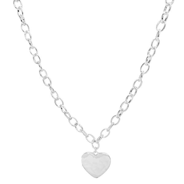 METAL CHAIN HEART PENDANT NECKLACE