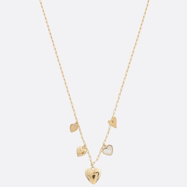 HEART CHARM MOTHER OF PEARL STATION NECKLACE