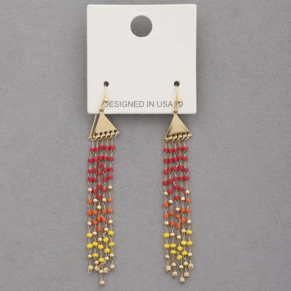 BEADED CHAIN DANGLE EARRING