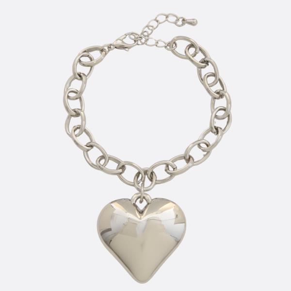 PUFFY HEART OVAL LINK BRACELET