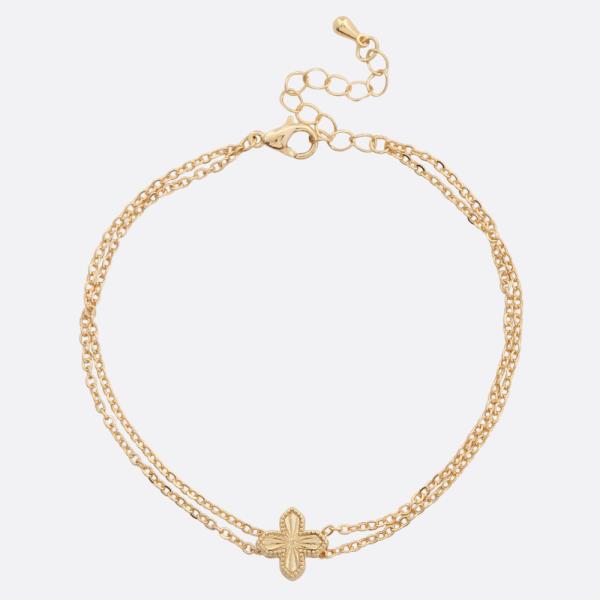 CROSS CHARM LAYERED BRACELET