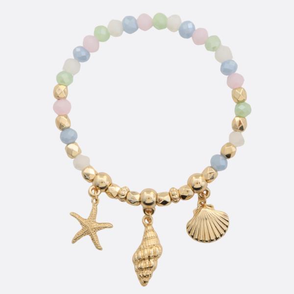 SEA SHELL CHARM BEADED BRACELET